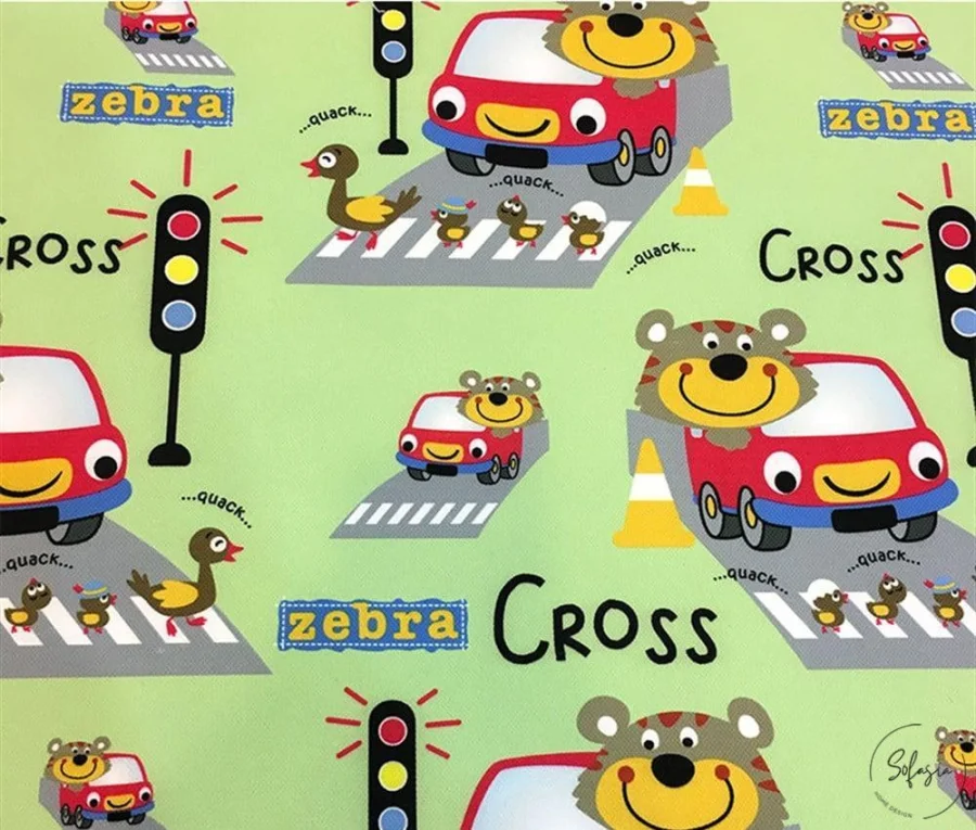 Car Road Pattern Children's Upholstery Fabric Car Road Pattern Children's Upholstery Fabric - Image 1