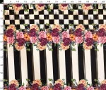Checked Pink Floral Striped Curtain Fabric