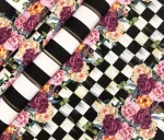 Checked Pink Floral Striped Curtain Fabric - Image 4