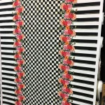 Checked Striped Pink Floral Curtain Fabric