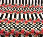 Checkerboard and Floral Patterned Vertical Striped Upholstery Fabric - Image 3