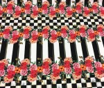 Checkerboard and Floral Patterned Vertical Striped Upholstery Fabric - Image 8