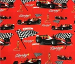 Children's Red Race Car Upholstery Fabric