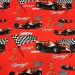 Children's Red Race Car Upholstery Fabric