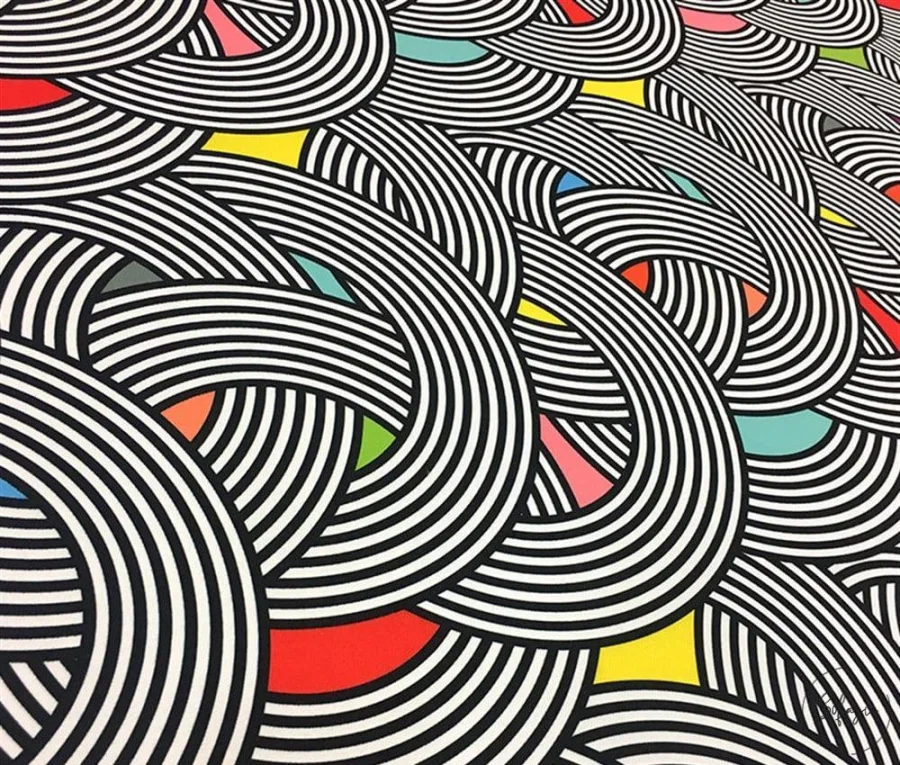 Circular Stripe Patterned Curtain Fabric Circular Stripe Patterned Curtain Fabric - Image 1