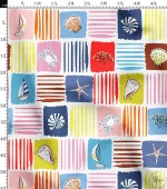 Colorful Solid Striped Seashell Pattern Upholstery Fabric - Image 3