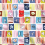 Colorful Solid Striped Seashell Pattern Upholstery Fabric