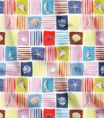 Colorful Solid Striped Seashell Pattern Upholstery Fabric