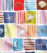 Colorful Solid Striped Seashell Pattern Upholstery Fabric - Image 4