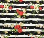 Curtain Fabric with Floral Bouquet Pattern on Stripes