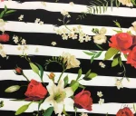 Curtain Fabric with Floral Bouquet Pattern on Stripes - Image 4