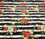 Curtain Fabric with Floral Bouquet Pattern on Stripes - Image 5