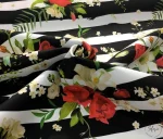 Curtain Fabric with Floral Bouquet Pattern on Stripes - Image 6