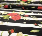 Curtain Fabric with Floral Bouquet Pattern on Stripes - Image 7