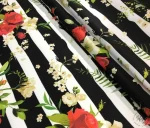 Curtain Fabric with Floral Bouquet Pattern on Stripes - Image 8