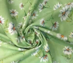 Daisy Pattern Upholstery Fabric on Green Background - Image 3