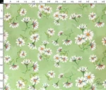 Daisy Pattern Upholstery Fabric on Green Background