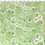 Daisy Pattern Upholstery Fabric on Green Background