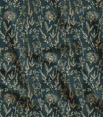 Elegant Flower Garden Patterned Navy Blue Floor Upholstery Fabric