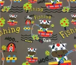Fisherman Cow Themed Children's Fabric - Image 3