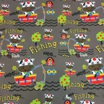 Fisherman Cow Themed Children's Fabric