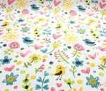 Flower and Heart Patterned Children's Curtain Fabric