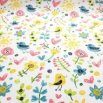 Flower and Heart Patterned Children's Curtain Fabric