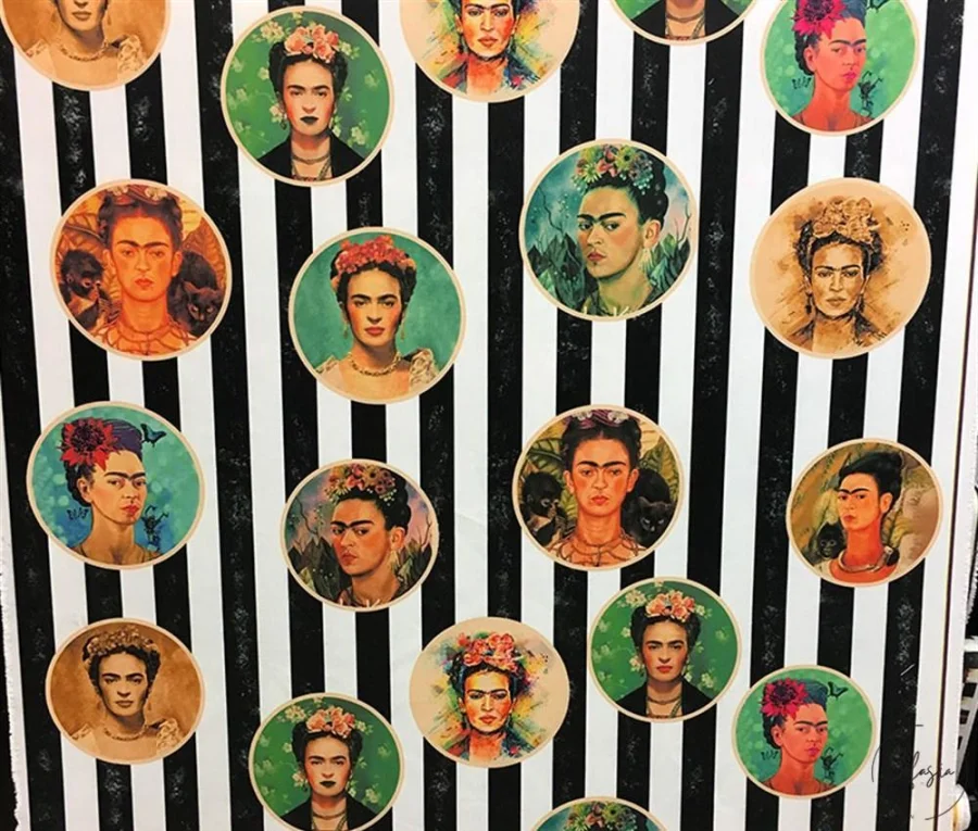 Frida Kahlo Striped Curtain Fabric Frida Kahlo Striped Curtain Fabric - Image 1