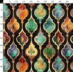 Gold-Outlined Colored Black Background Geometric Upholstery Fabric Model - Image 3