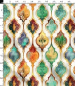 Gold-Outlined Colored Geometric Upholstery Fabric Model on a White Background - Image 3