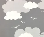 Gray and White Cloudy Curtain and Cover Fabric - Image 3