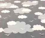Gray and White Cloudy Curtain and Cover Fabric - Image 4