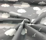Gray and White Cloudy Curtain and Cover Fabric - Image 5