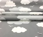 Gray and White Cloudy Curtain and Cover Fabric - Image 6