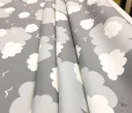 Gray and White Cloudy Curtain and Cover Fabric - Image 7