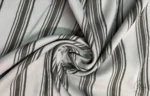 Gray and White Striped Upholstery and Drapery Fabric - Linen Look