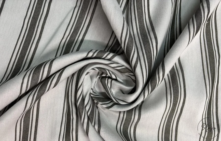 Gray and White Striped Upholstery and Drapery Fabric - Linen Look Gray and White Striped Upholstery and Drapery Fabric - Linen Look - Image 1