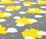 Gray and Yellow Cloudy Children's Room Upholstery Fabric - Image 3