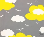 Gray and Yellow Cloudy Children's Room Upholstery Fabric - Image 4