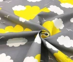 Gray and Yellow Cloudy Children's Room Upholstery Fabric - Image 5