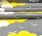 Gray and Yellow Cloudy Children's Room Upholstery Fabric - Image 7