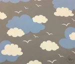 Grey Blue Cloudy Upholstery Fabric - Image 3