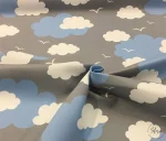 Grey Blue Cloudy Upholstery Fabric - Image 7