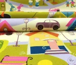 Houses and Cars Patterned Children's Curtain Fabric - Image 6