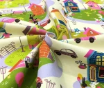 Houses and Cars Patterned Children's Curtain Fabric - Image 7