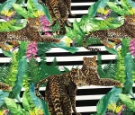 Leopard Print Striped Curtain Fabric