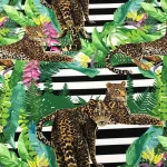 Leopard Print Striped Curtain Fabric