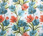Light Background Upholstery Fabric with Large Floral Pattern