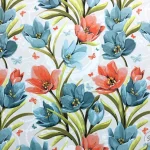 Light Background Upholstery Fabric with Large Floral Pattern