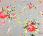 Light Blue Background Curtain Fabric with Pink Roses Pattern - Image 3